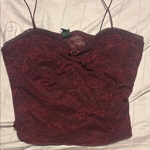 Elegant Burgundy Lace Wild Fable Women's Top